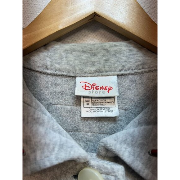 Disney Store Adult Mickey Minnie Mouse Button Up Fleece Jacket Size Medium Gray - Picture 3 of 11